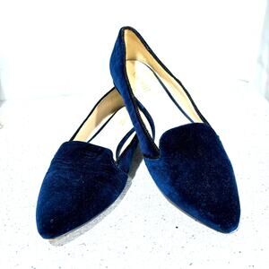 Nine West dark navy blue velvet slip on shoes US 9M smoking slippers casual chic